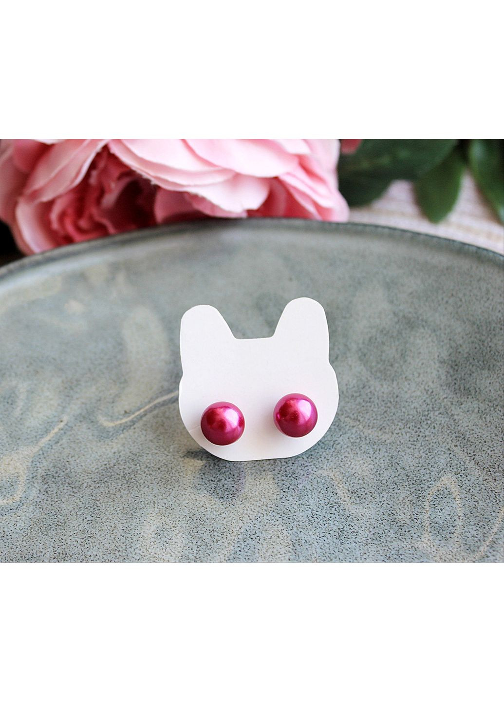 Сережки гвоздики "Рожеві перлини" No Brand (362135520)