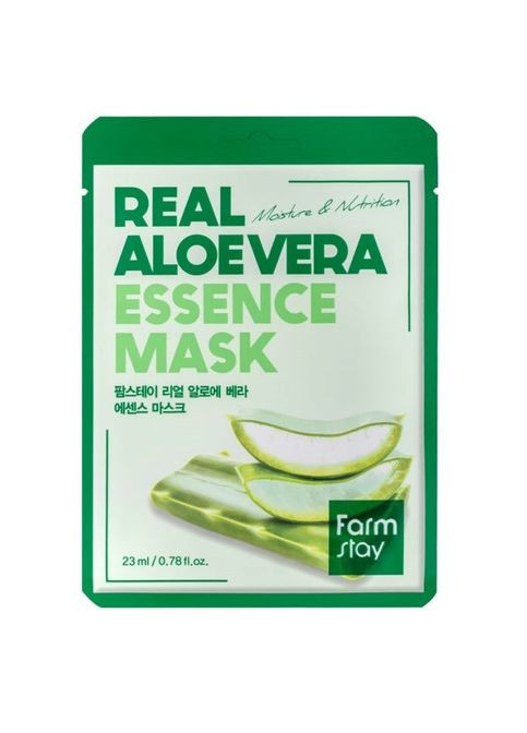 Тканевая маска для лица с экстрактом алоэ Real Aloe Vera Essence Mask 23 ml FarmStay (366973136)