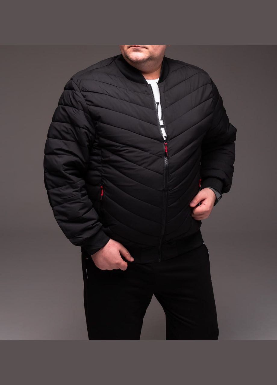 Чорна демісезонна чоловіча утеплена куртка-бомбер Vakko