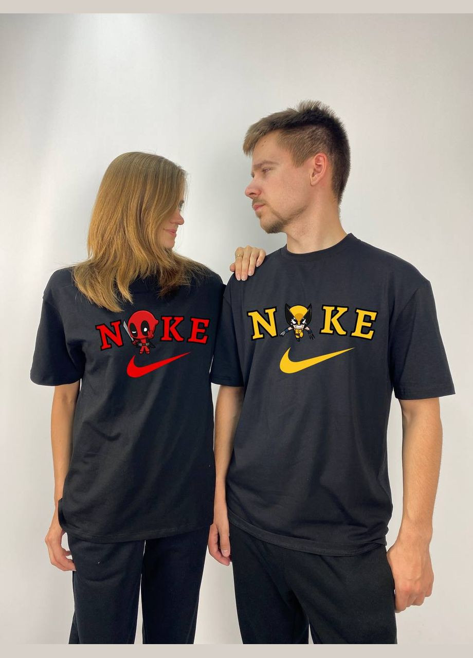 Футболки Оверсайз парные "Дедпул и Росомаха", в черном цвете (473) Hand Made (358897762)