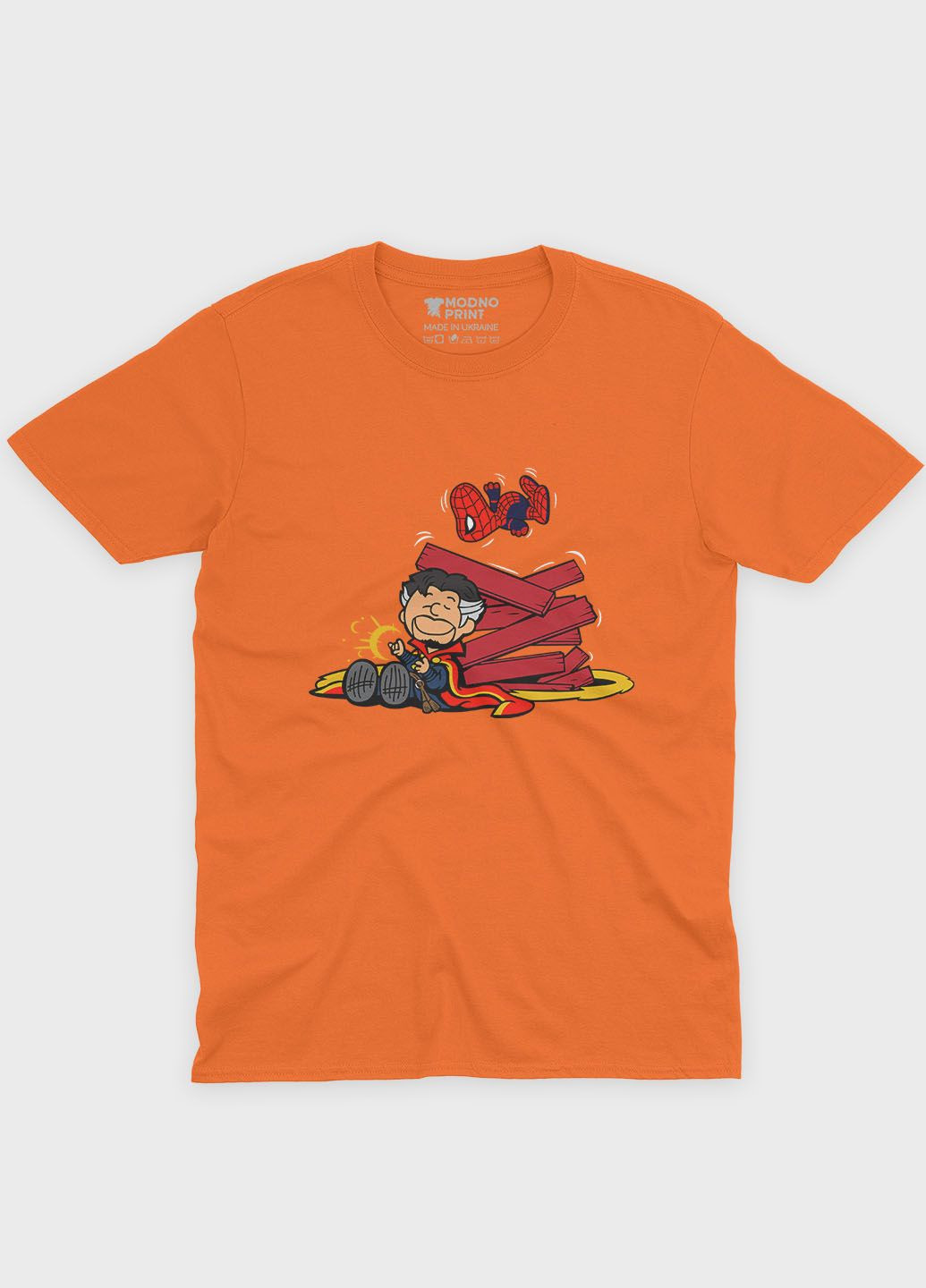 Оранжевая демисезонная футболка для девочки с принтом супергероя - доктор стрэндж (ts001-1-ora-006-020-009-g) Modno