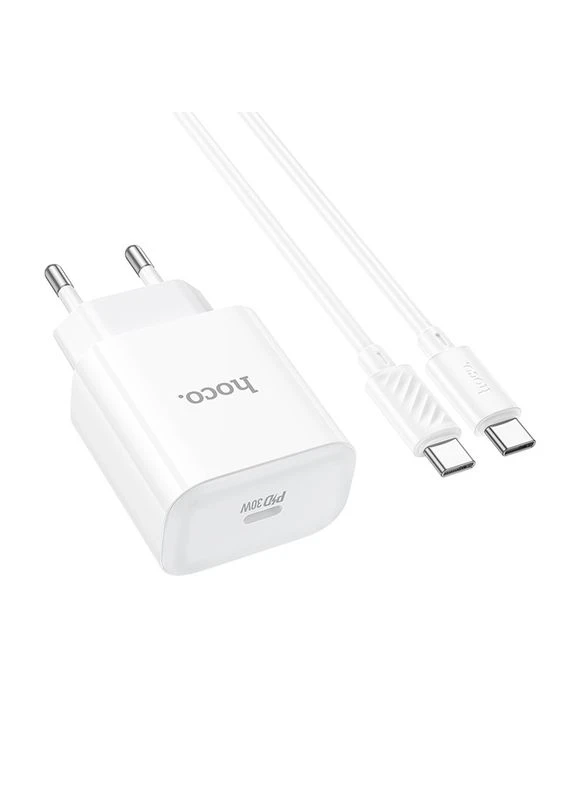 Мережевий зарядний пристрій Majestic single port PD30W charger set (Type-C to Type-C)(EU) White (6942007616324) Hoco C76A Pro (361346891)