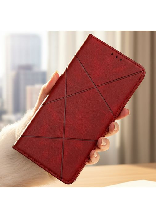 Шкіряний чохол-книжка для Xiaomi Redmi 14C з візитницею і функцією підставки Business Leather червоний No Brand (324270913)