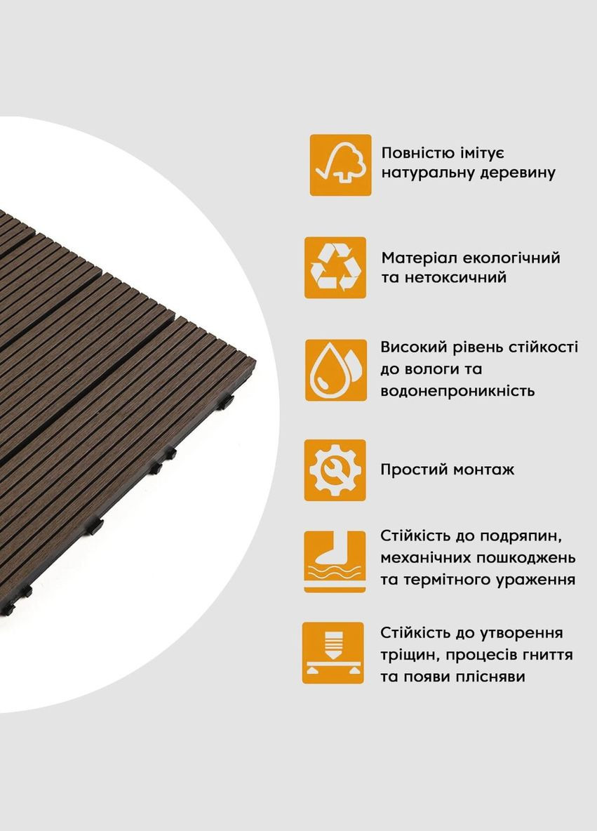 Композитна плитка WPC венге 30*30CM*2СM (D) SW-00001709 No Brand (328578589)