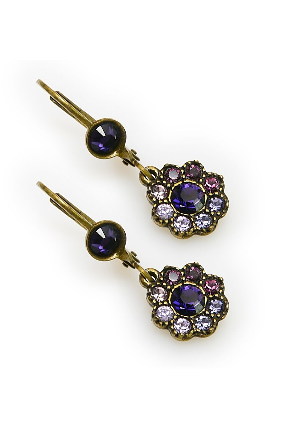 Сережки з кристалами Swarovski "Aurora Borealis" у формі квітки фіолетові Michal Negrin (346262803)