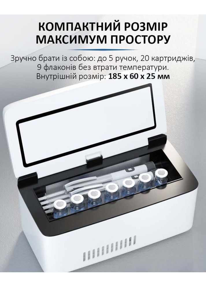 Медичний портативний міні холодильник Coolbox CL-0501 для ліків, інсуліну / сумка / USB / 220V / АКБ No Brand (342118669)