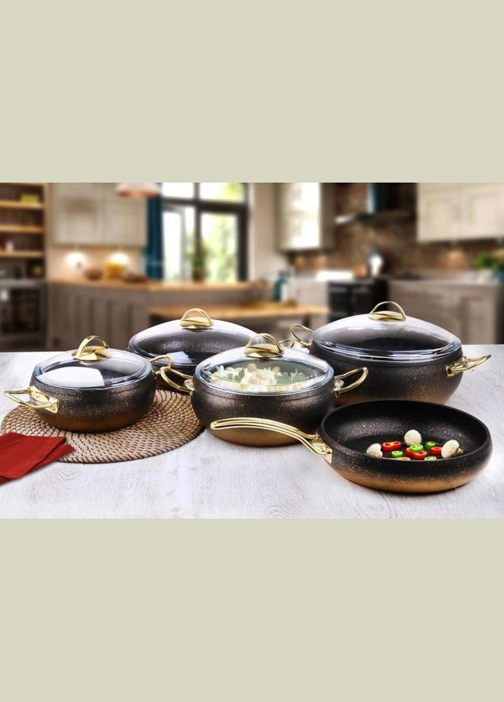 Набор посуды кастрюль премиум класса O.M.S. Collection 3024 9 предметов с мраморным покрытием (Турция) No Brand (317173167)