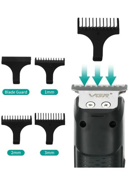Машинка-триммер для стрижки волосся акумуляторна 3-разові насадки (2097774689) VGR V-008 (328962052)