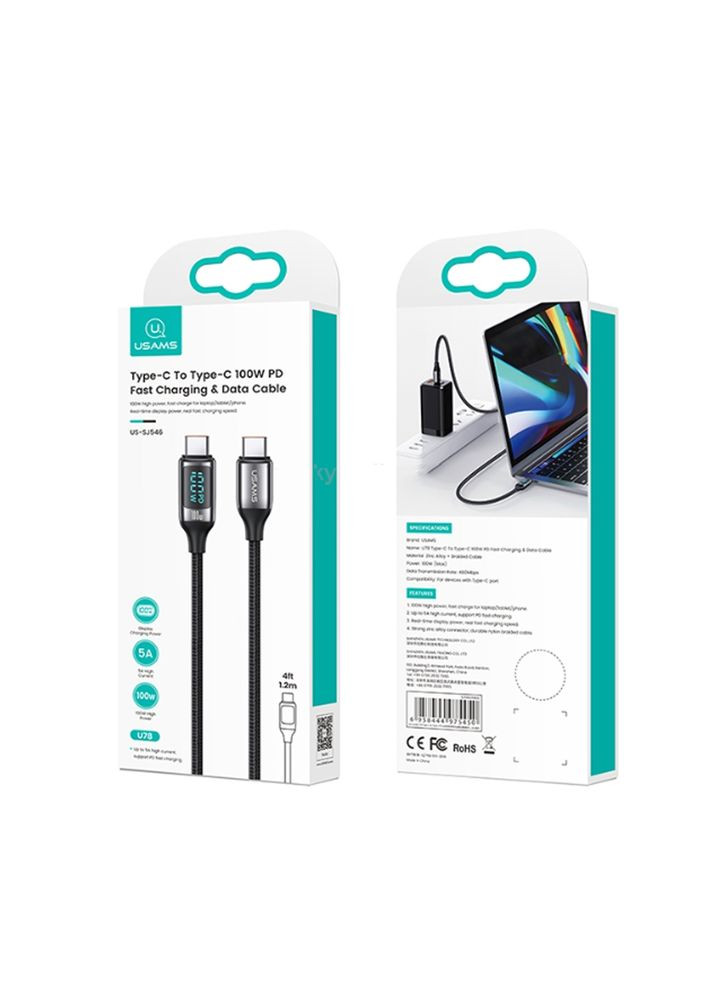 Кабель SJ546 U78 TypeC To Type-C 100W PD Fast Charging & Data Cable 1.2M Black USAMS (297455647)