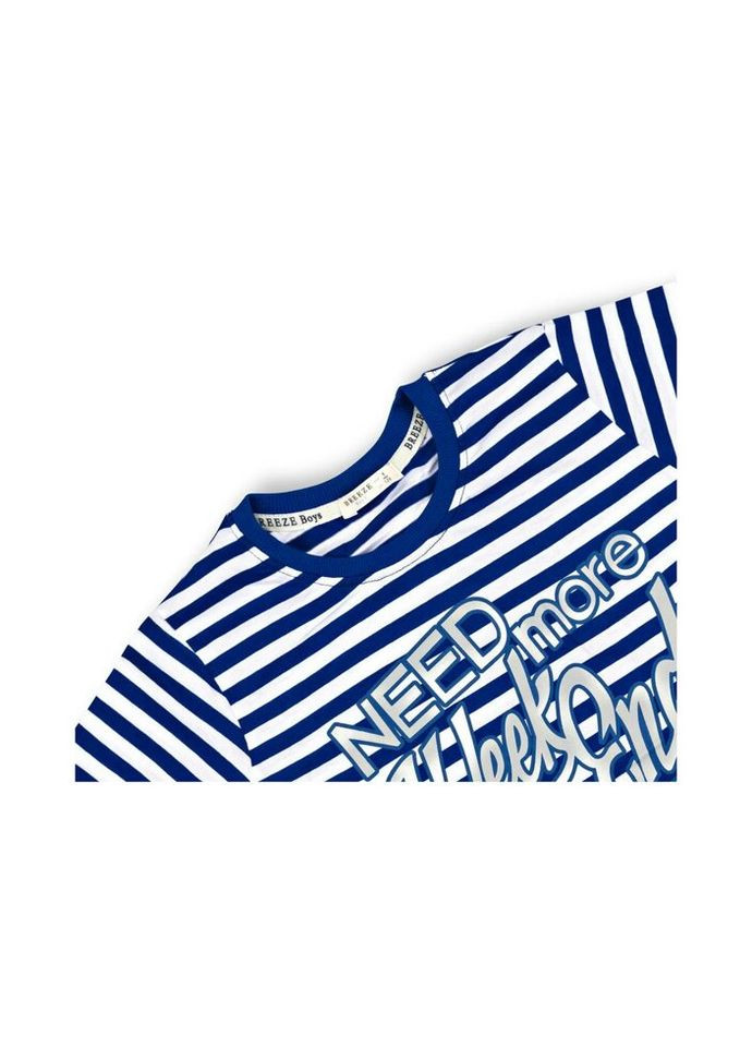 Комбинированная демисезонная футболка детская в полоску (7380-128b-blue) Breeze