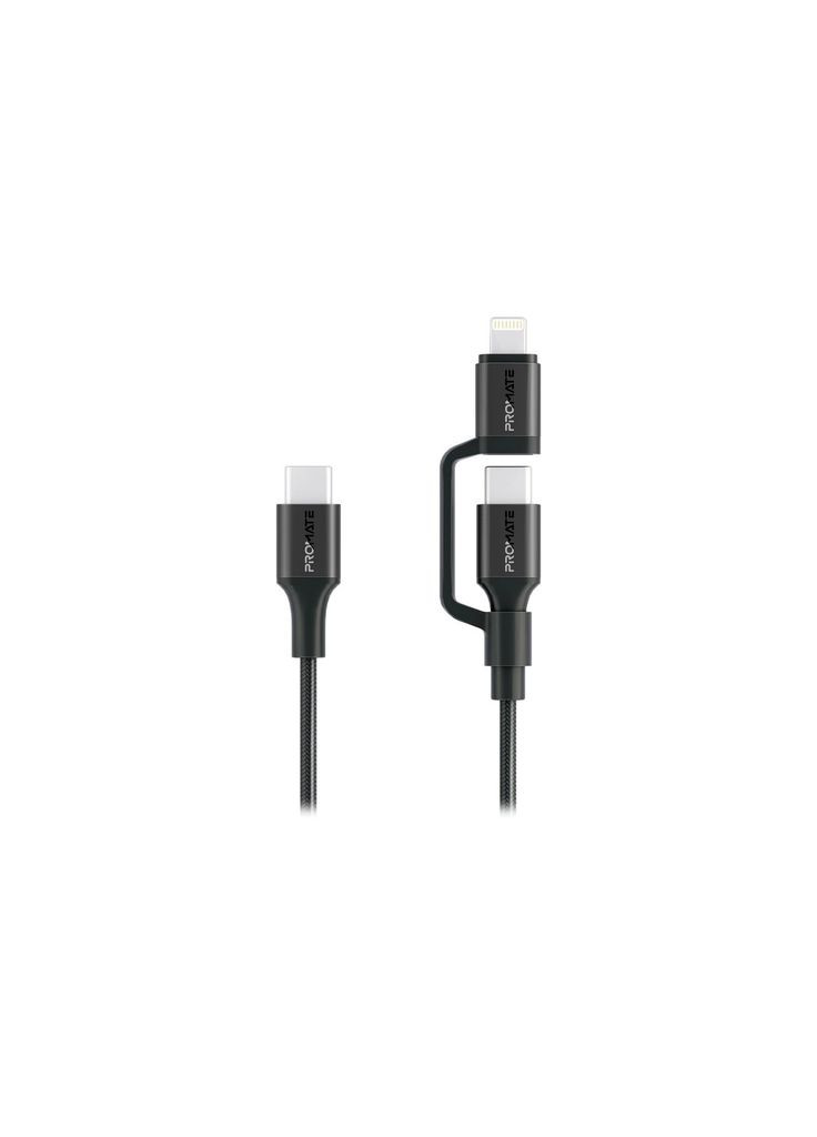 Дата кабель USB-C to USB-C/Lightning powerlink-cci.black (m462924) Promate USB-C to USB-C + Lightning black (367064956)