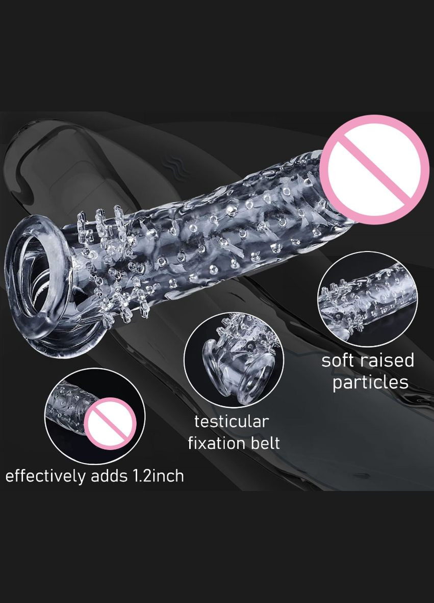 Насадка на член 20 см. Насадка для увеличения пениса на 3 см. Увеличивающая прозрачная насадка с усиками снаружи и внутри No Brand (314874546)
