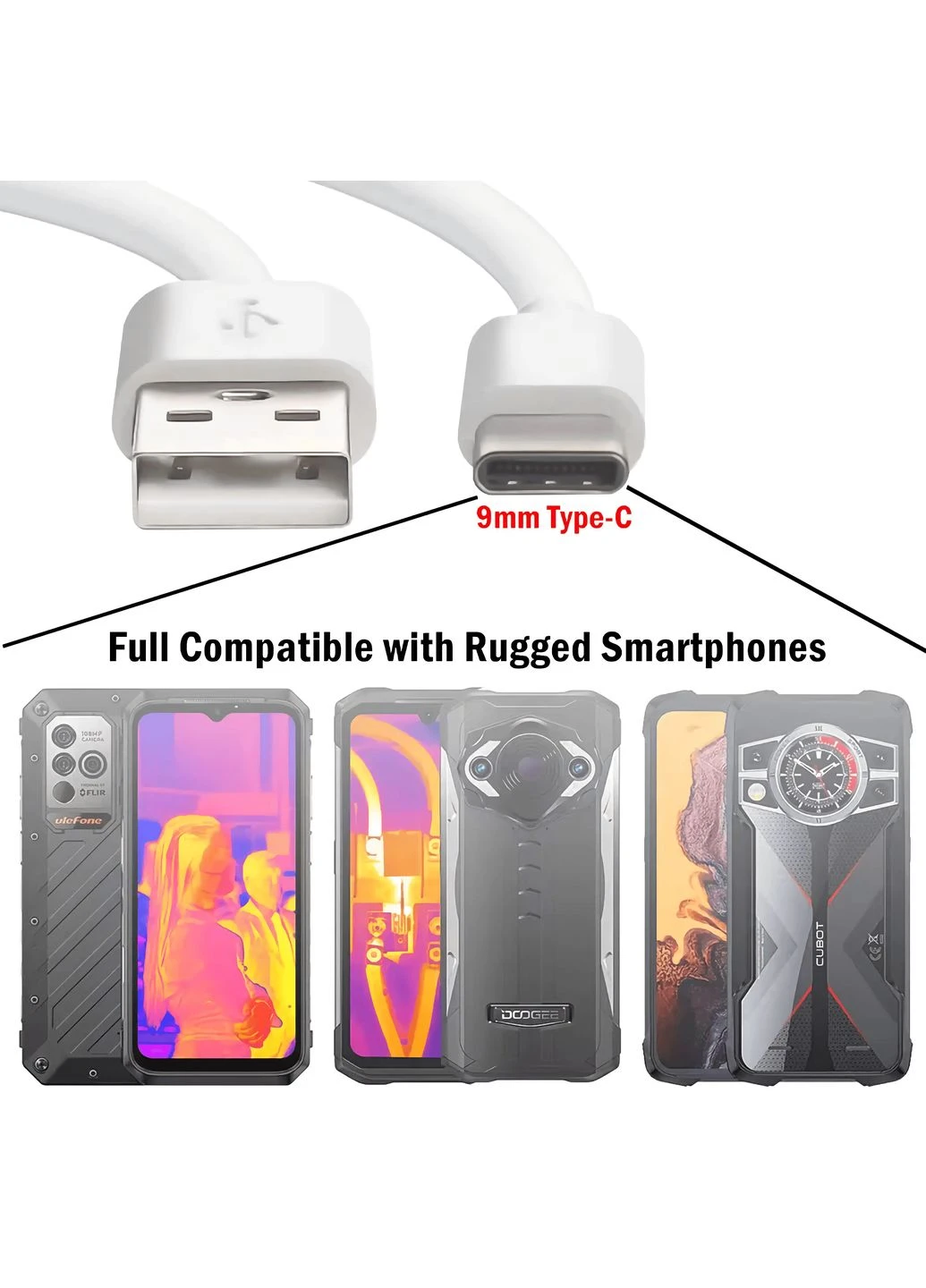 Type C USB кабель для Blackview BV6100 з довгим штекером X-level (393769885)