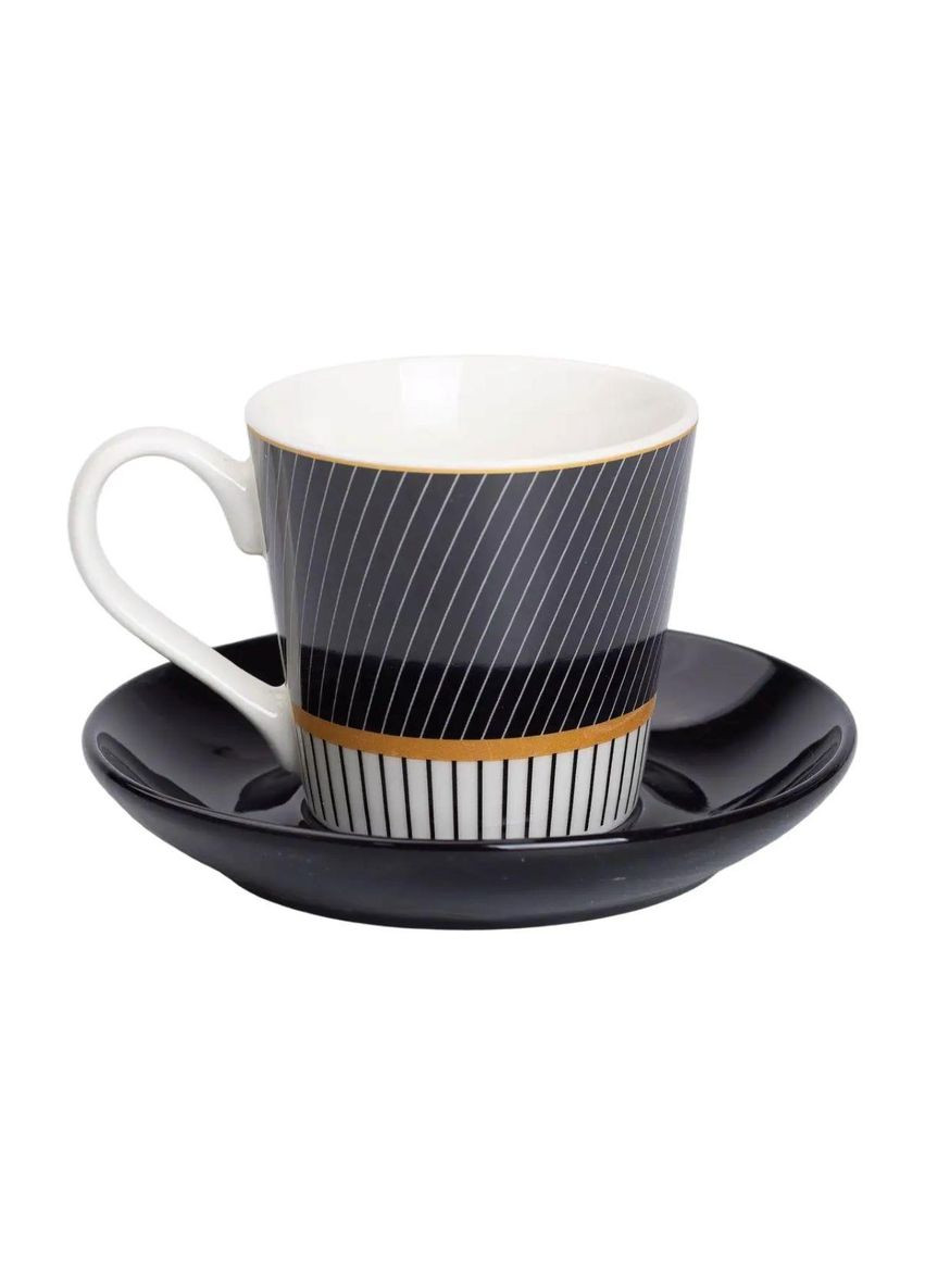 Керамическая чашка с черным блюдцем 200 мл RX-N24708BW Liling Rongxiang Ceramic (357204247)