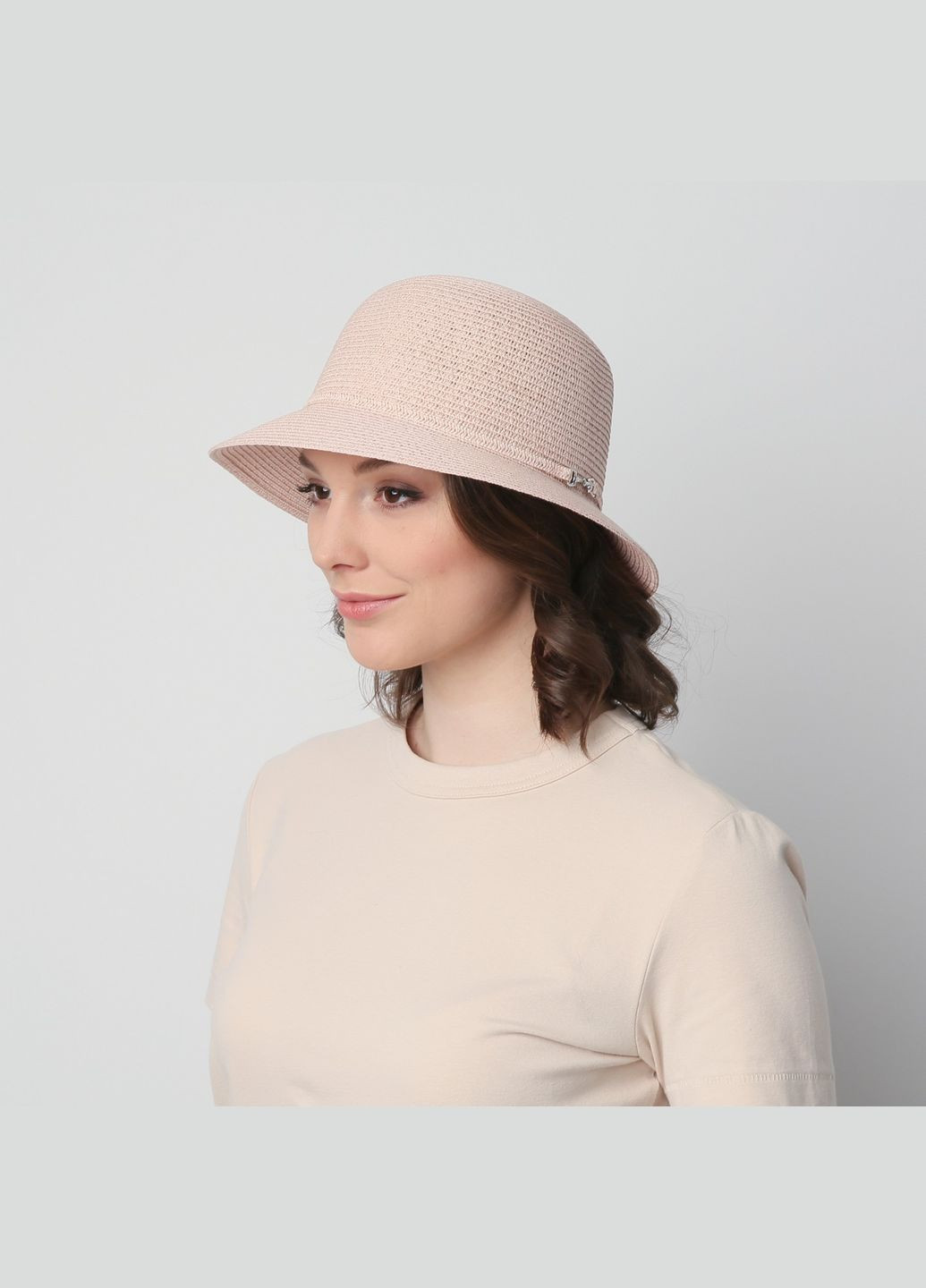 Шляпа с маленькими полями женская бумага розовая VERONICA LuckyLOOK 844-002 (289478392)