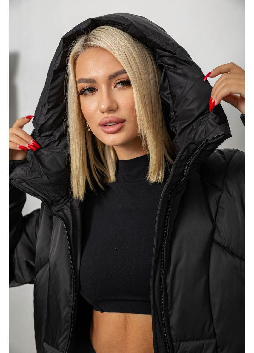 Черная зимняя куртка женская зимняя, 244r5618 Ager