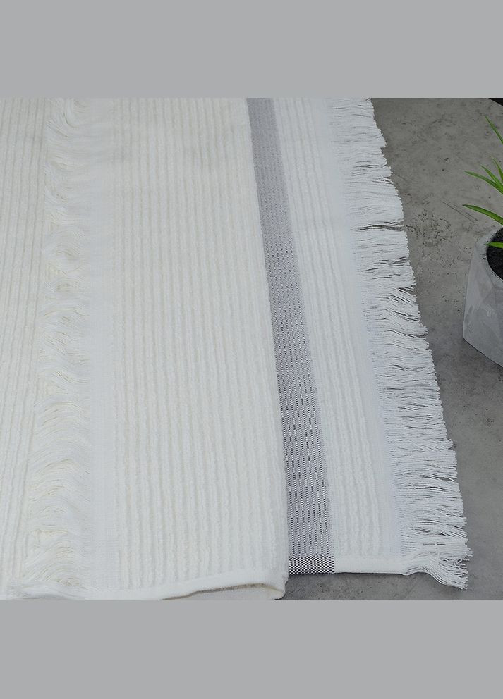 GM Textile махровое полотенце с бахромой 70х140см люкс качества 450г/м2 (ванильный) бежевый производство - Узбекистан