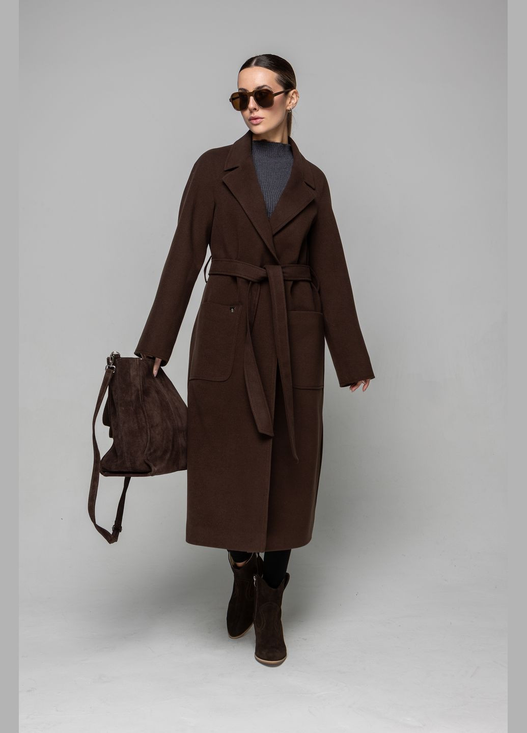 Темно-коричневое демисезонное Пальто Злата CHIUAS