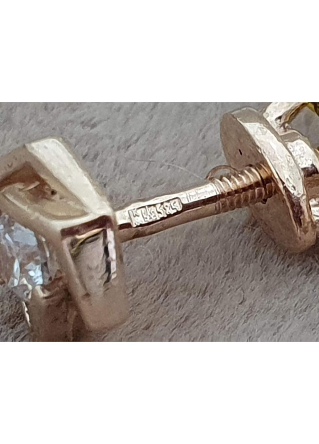 Золоті сережки-пуссети з фіанітами. 1С157/01Б PlatoN (366973067)