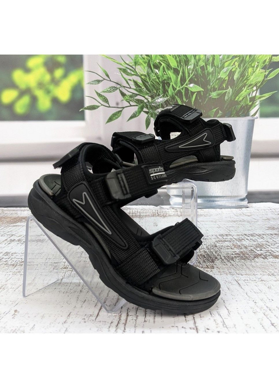 Черные повседневные босоножки детские сандалии для мальчика EEBB на липучке