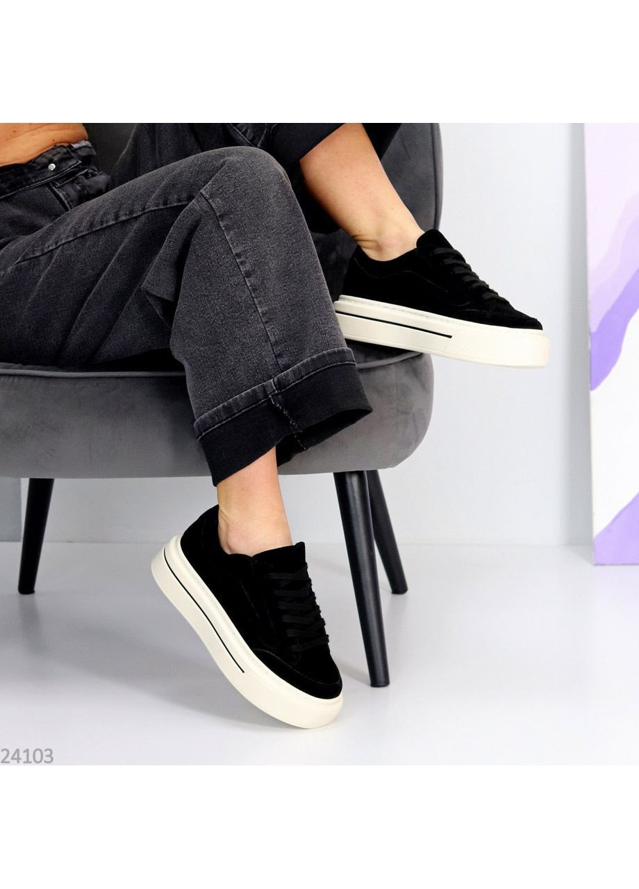 Чорні кеди жіночі з натуральної замші No Brand