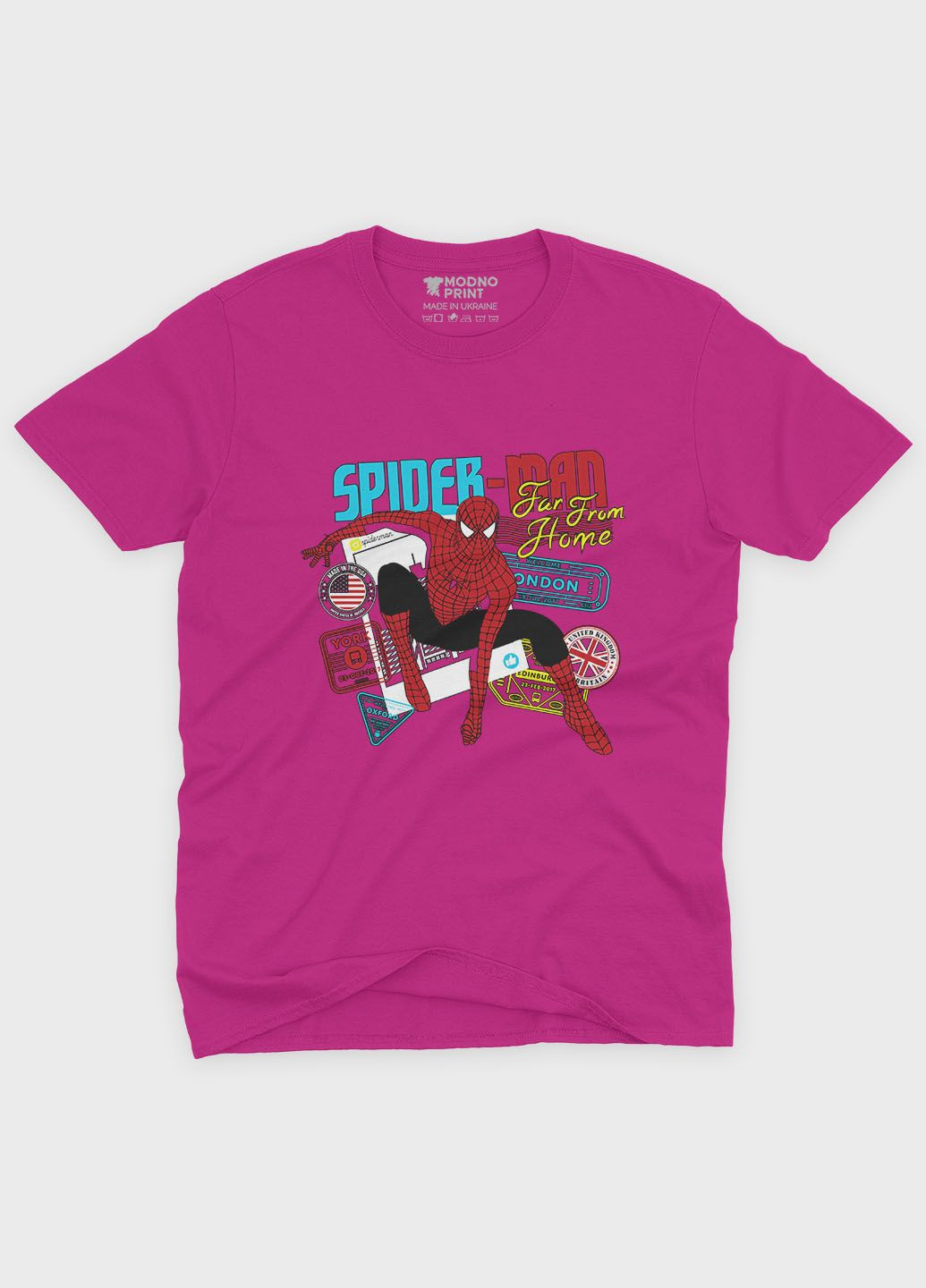 Розовая демисезонная футболка для девочки с принтом супергероя - человек-паук (ts001-1-fuxj-006-014-043-g) Modno