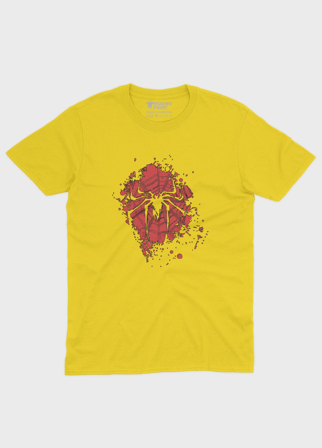Жовта демісезонна футболка для хлопчика з принтом супергероя - людина-павук (ts001-1-sun-006-014-084-b) Modno