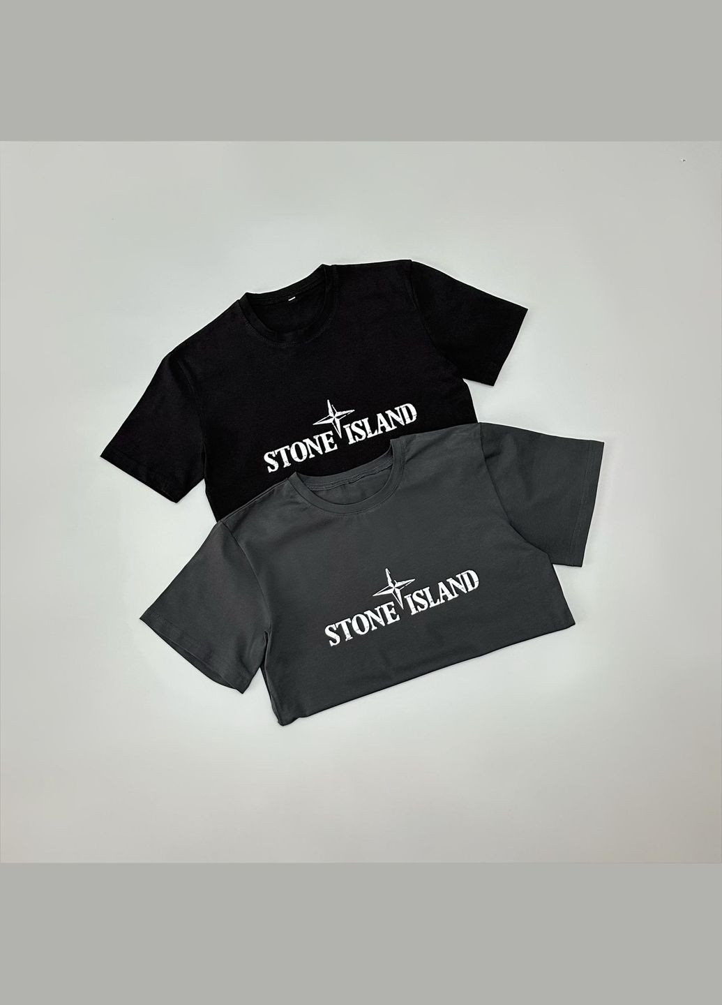 Чорна стильні чоловічі 2 футболки літні stone island чорна та сіра з коротким рукавом No Brand
