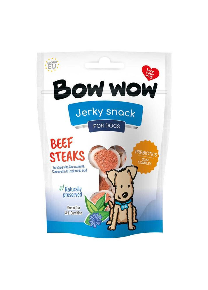 Лакомство для собак снеки с говядиной в виде стейка 80 г (8595042691542) Bow wow (308976923)
