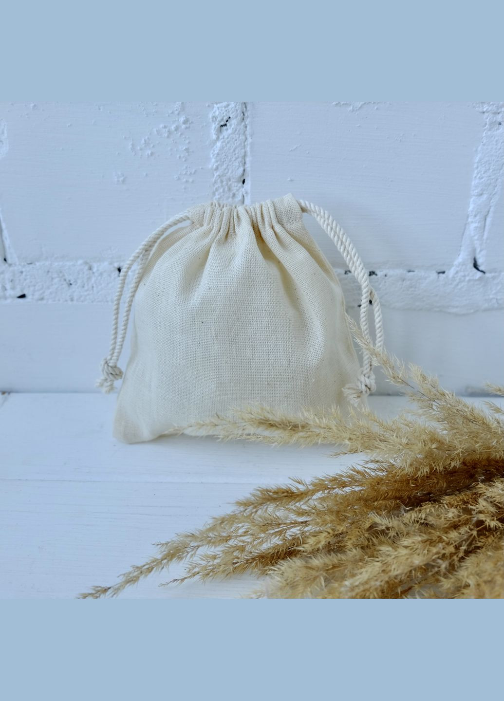 Еко мішечок з бавовни для зберігання мішок для пакування шнур бавовняний 15х15 см бежевий No Brand (330027275)