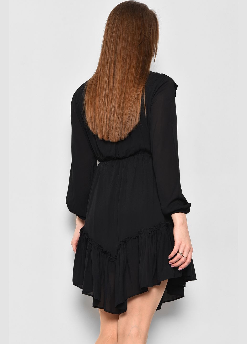 Чорна кежуал сукня жіноча чорного кольору балон Let's Shop з квітковим принтом