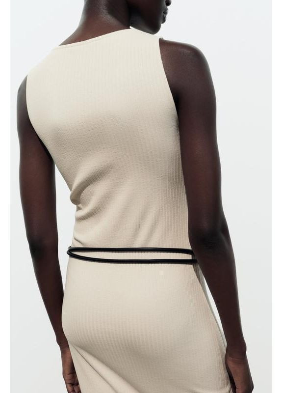 Бежева сукня міді в рубчик. Zara