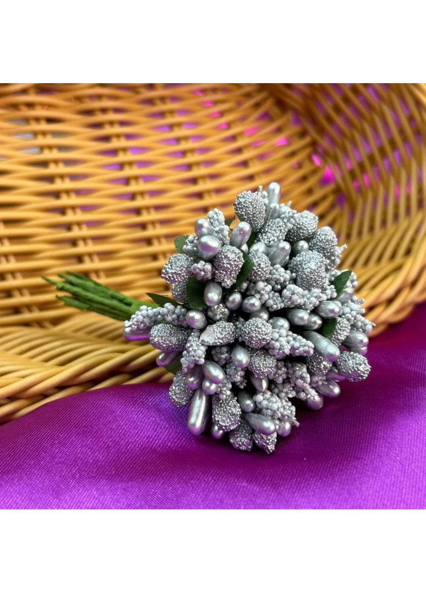 Тичинки в букеті на гілці 8,5 см - срібло Plus-plus (352745781)