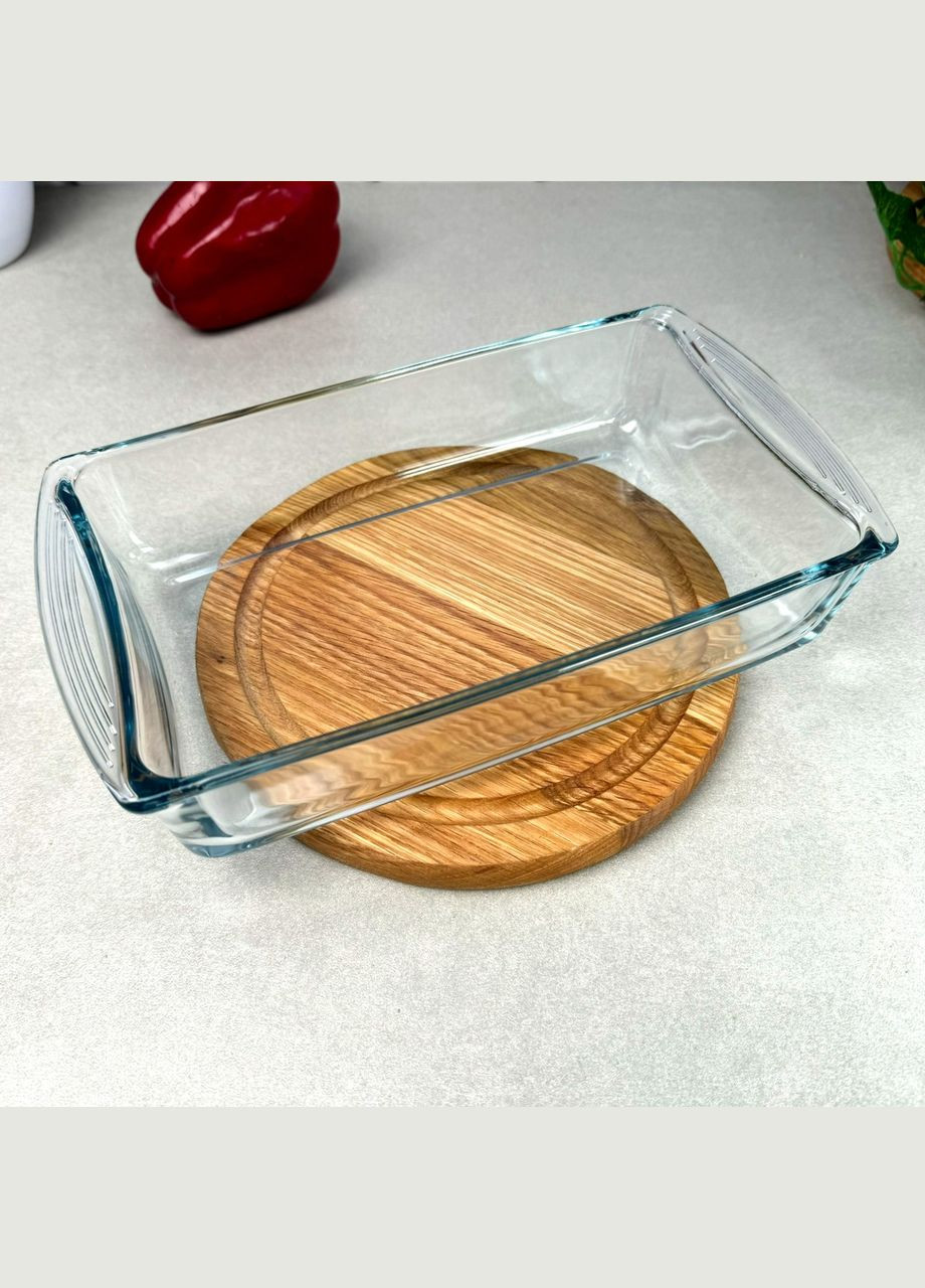 Прямокутна скляна форма з червоною кришкою 1.32 л Borcam (303210786)