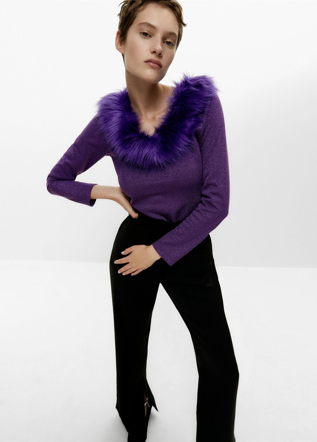 Фиолетовая блуза в блестяшки Uterque
