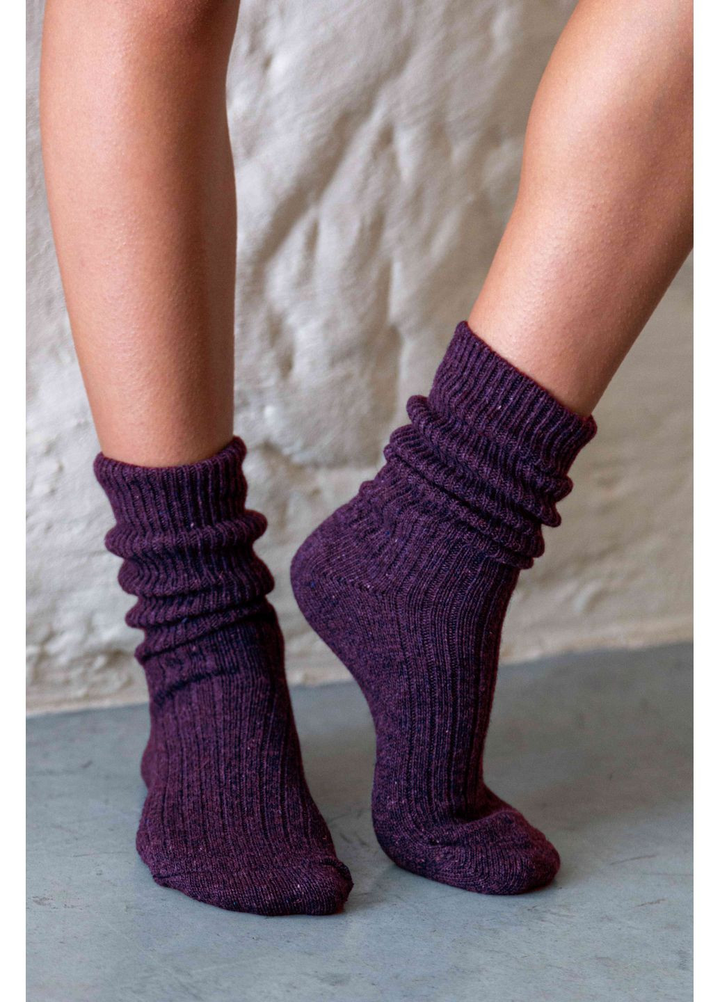 Фіолетові теплі шкарпетки із вовни в рубчик lambswool 8011 Kardesler (351584378)