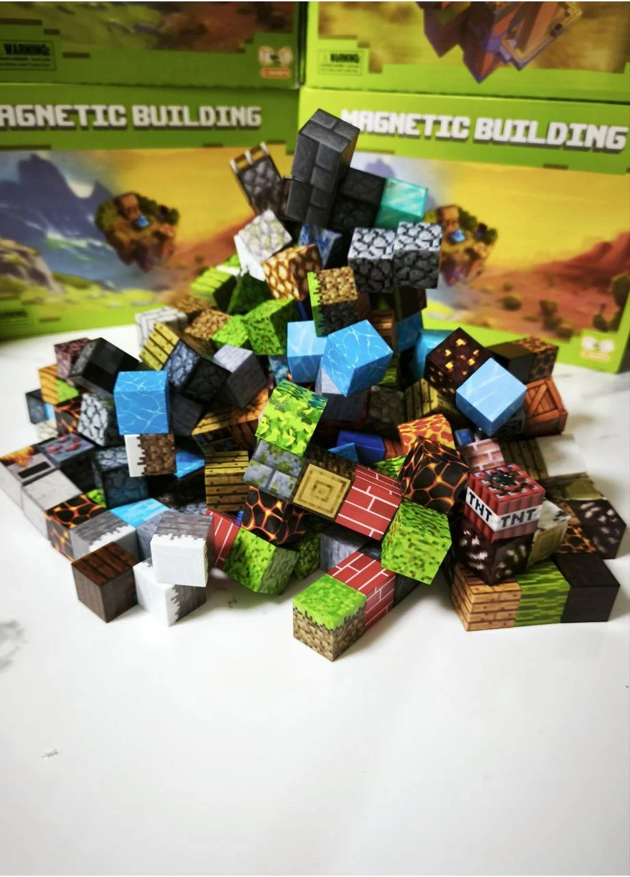 Магнитный конструктор Майнкрафт Ассорти Minecraft 200 деталей + 6 фигурки No Brand (400131610)