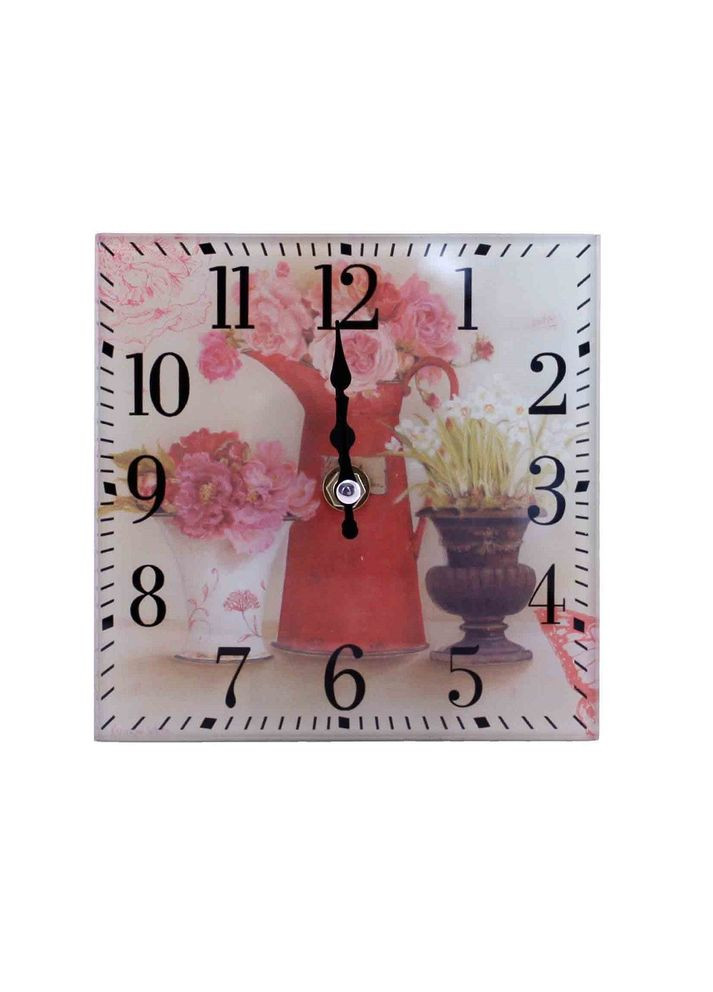 Часы настольные Цветы в вазе квадратные стекла 1030 No Brand (272150231)