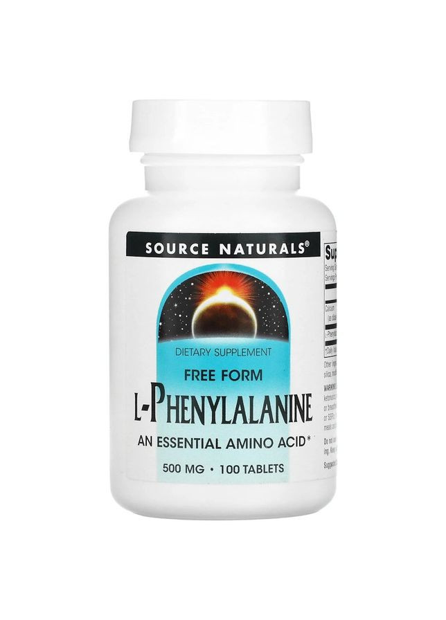Аминокислота L-Phenylalanine 500 mg, 100 таблеток Source Naturals (322208366)