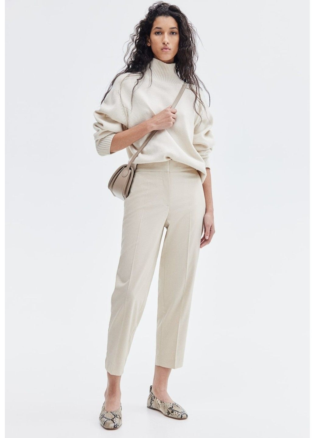Жіночі звужені штани до щиколотки Н&М (58146) XS Світло-бежеві H&M (322375822)
