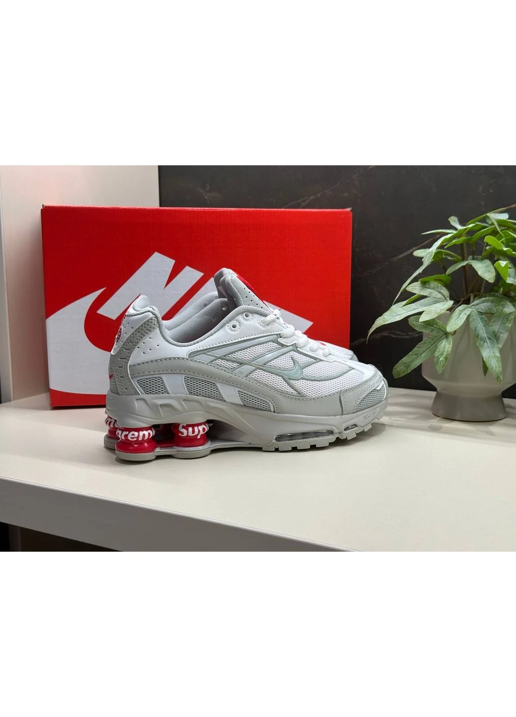 Білі літні кросівки nike shox ride 2 supreme white red найк шокс райд 2 No Brand
