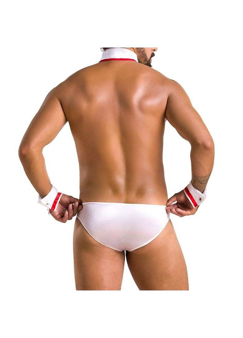 Комплект еротичної чоловічої білизни 037 GREGORY S/M White, труси, комірець, манжети Passion (369951054)
