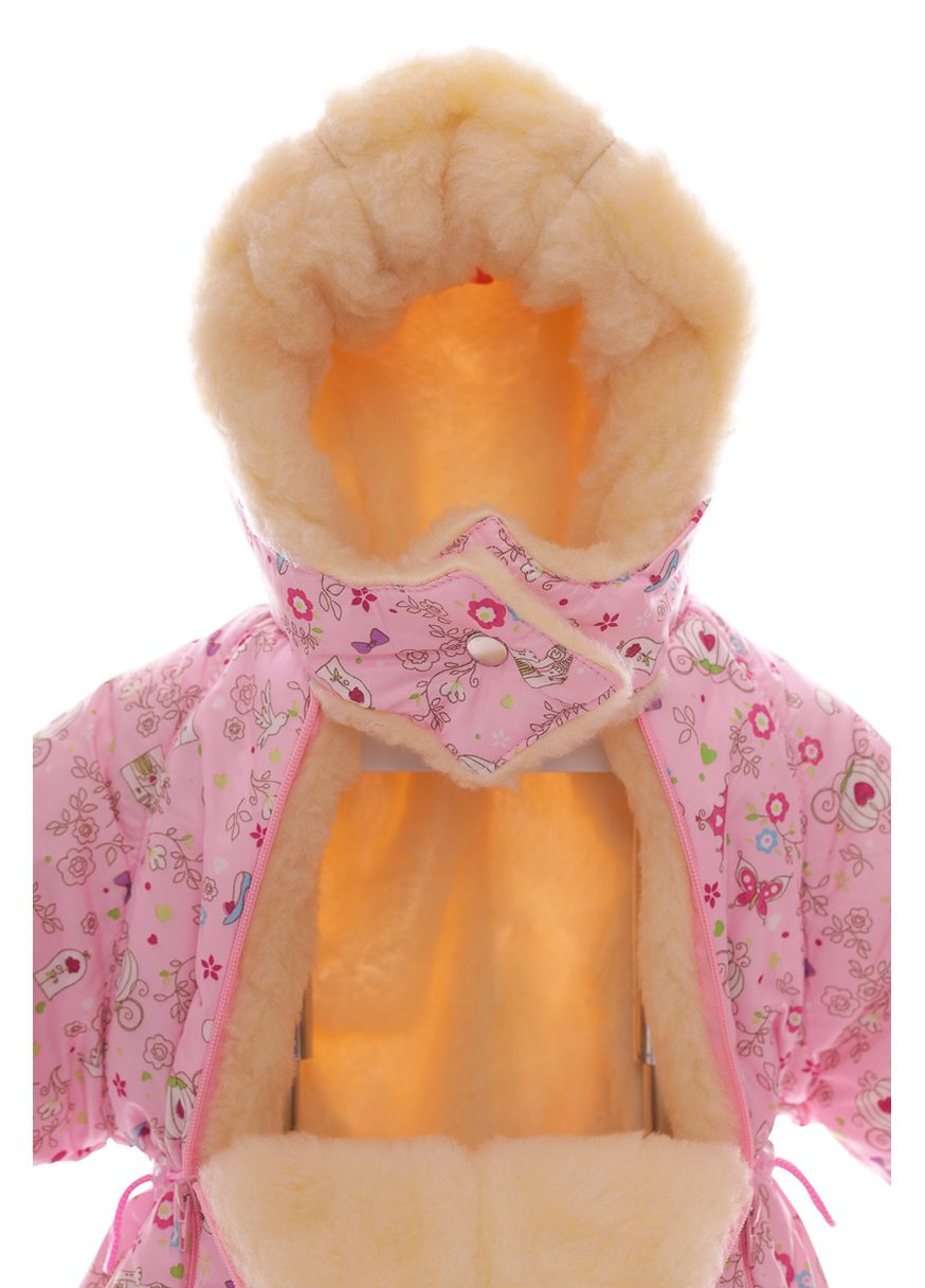 Комбинезон Трансформер на меху для девочки с принтом Карет розовый 86 см (50731) BABYKROHA (297199630)