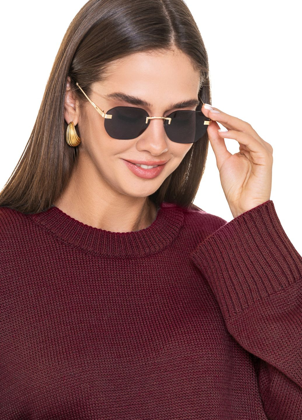 Бордовый короткий свободный свитер SVTR