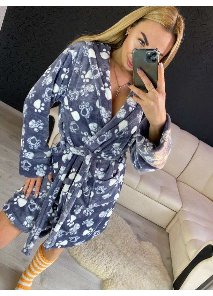 Халат женский короткий лапки с капюшоном. No Brand (367685606)