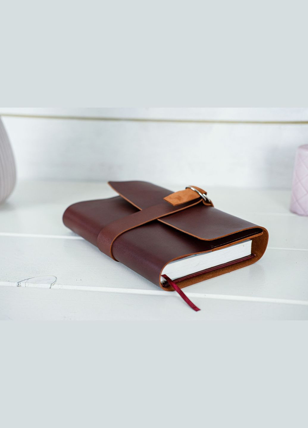 Шкіряна обкладинка для блокноту А5 Дизайн №6, натуральна шкіра італійський Краст, колір Коньяк Berty (299397060)