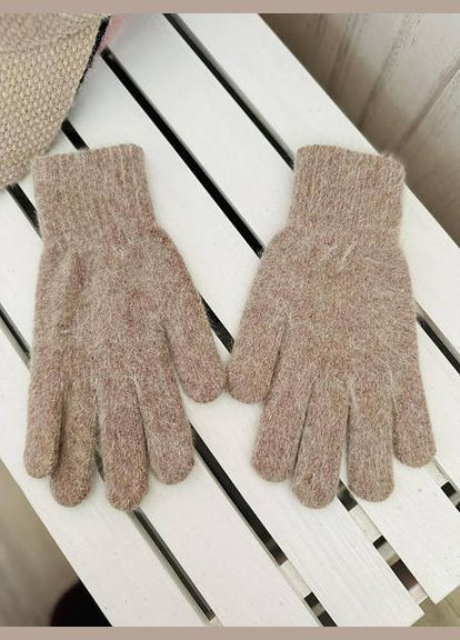 Ангорові теплі рукавички Темно-Бежевий (3528) No Brand (311681840)