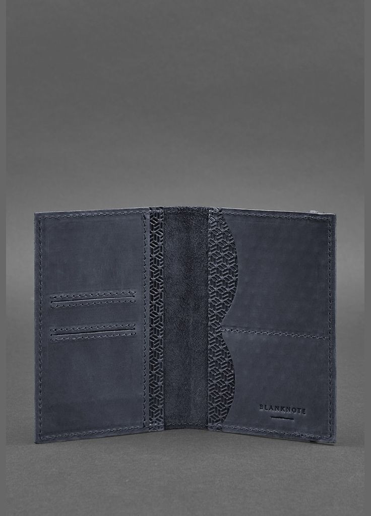 Шкіряна обкладинка для паспорта 2.0 Карбон синя (A-026217) BlankNote (329743028)