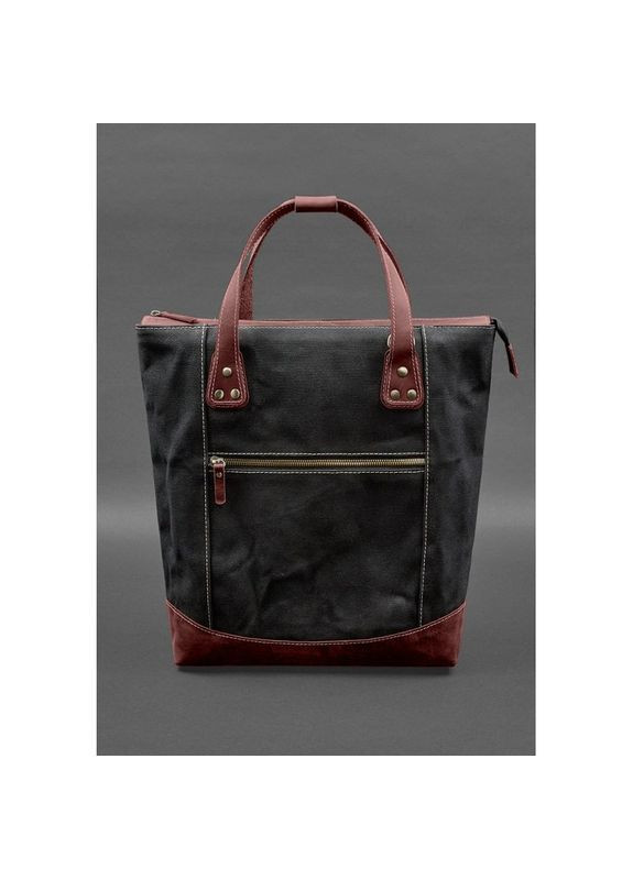 Сумка рюкзак жіночий з канвасу та натуральної шкіри бордовий BlankNote (301871599)