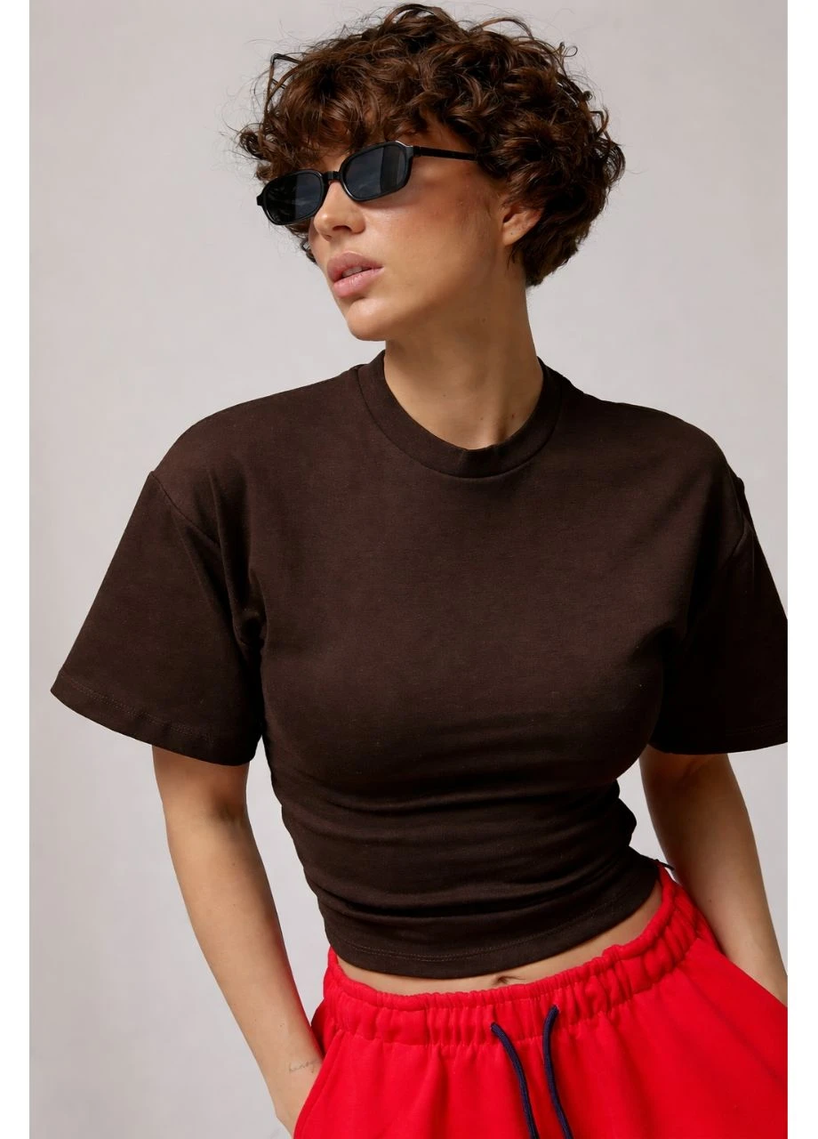 Коротка футболка з широкими плечима Lurex - (386440213)